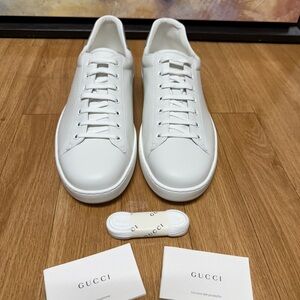 Authentic Men's Gucci Ace Leather White Sneakers Shoes Size 13.5US (NEW)🔥